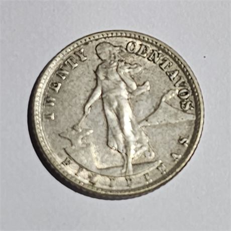 1945 20-centavo silver coin  Philippines.
