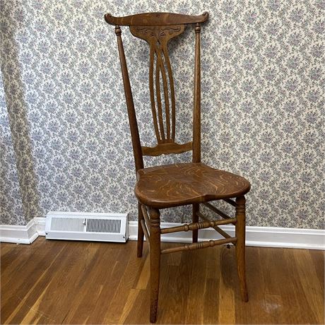 Antique Carved Wood Decorative High Back Tiger Wood Decorative Chair