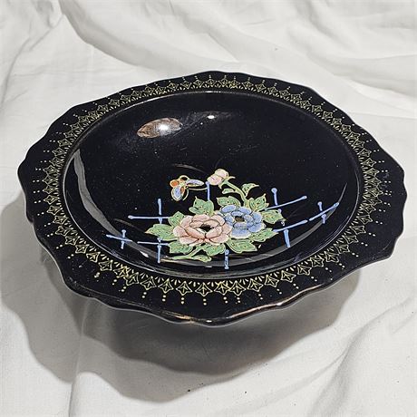 Tashiro Shoten Vtg Japanese Pedestal Dish Tashiro Shoten Black Hand