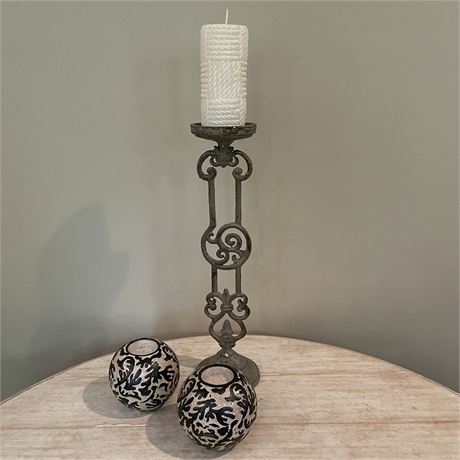 Household Tabletop Candle Holders with Rope Designed Candle