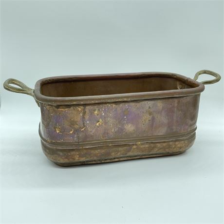 Handmade Copper Planter with Handles - made in Turkey