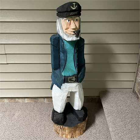 Vintage Hand Carved Sea Captain - over 3.5 ft tall