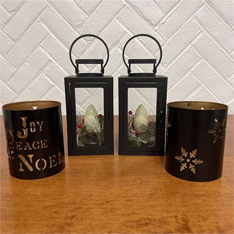 Black Lanterns & Christmas Candle Holders