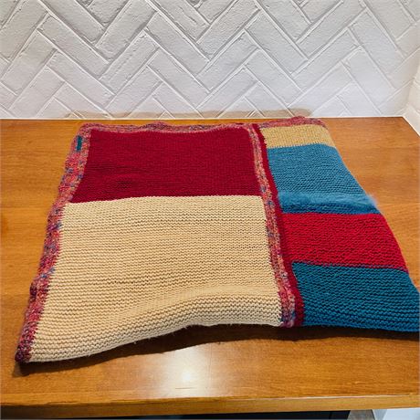 Handmade Knit Wool Contemporary Blanket
