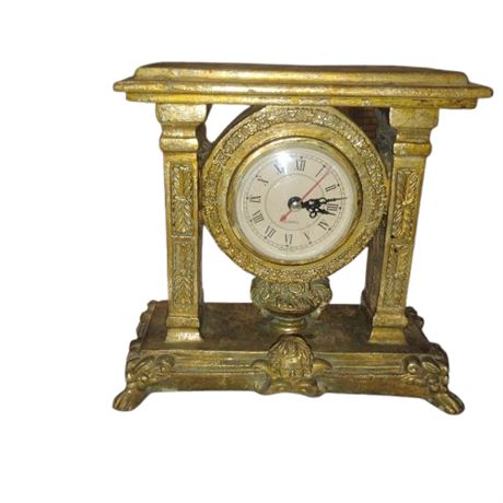 Vintage Gold Tone Baroque Style Cherub Pillar Mantle