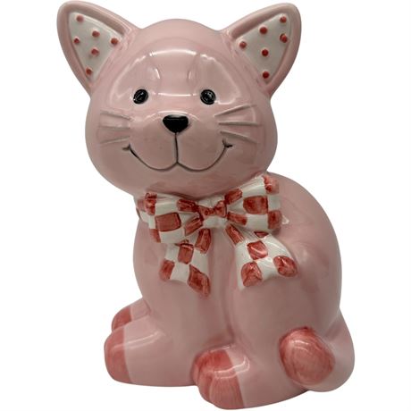 Glazed Ceramic Pink Cat Piggy Bank