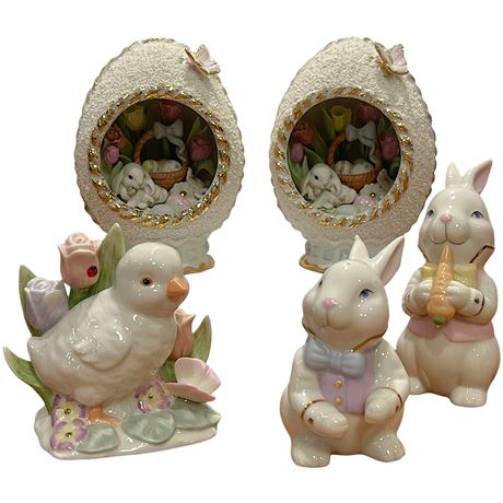Lenox Easter Collectibles w/ Salt and Pepper Shakers, Egg Dioramas and Figurine