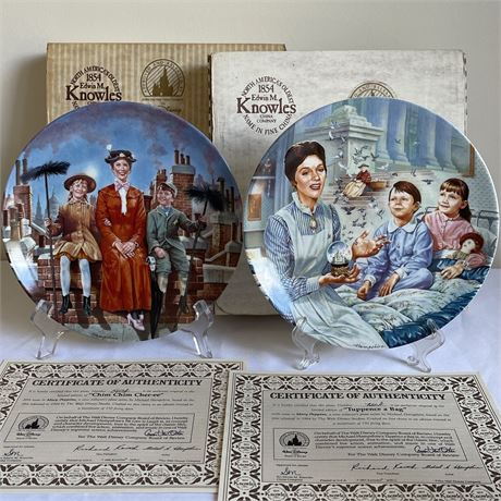 Knowles Walt Disney "Mary Poppins" Plates 5 and 6 w/ Boxes & Paperwork