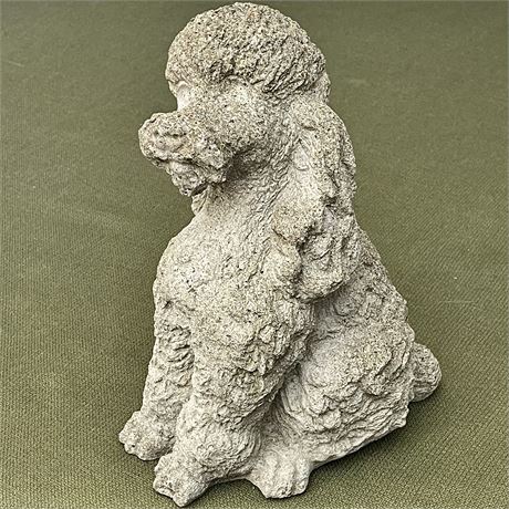 Vtg Concrete Poodle Puppy Statue