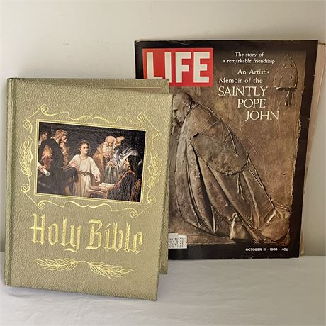 1968 Life Magazine Memoir of Pope John and 1970 Holy Bible