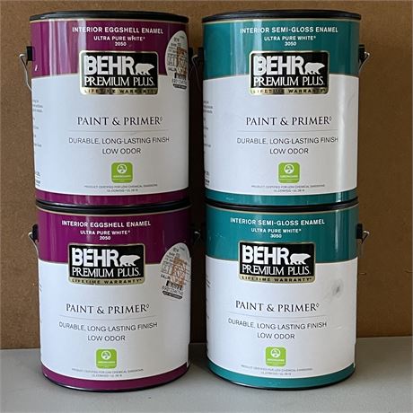 Tinted Behr Paints - 2 Interior Semi-Gloss and 2 Interior Eggshell Enamel