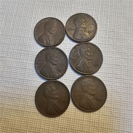 Lot of 6  Lincoln Wheat Penny,