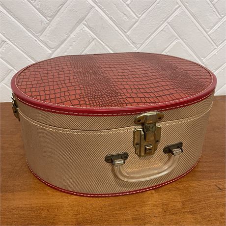 Vintage Faux Alligator Skin Hat Box w/ Acrylic Handle