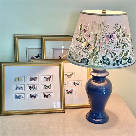 Framed Player's Cigarettes Cards w/ Pierced Mary Gray Lewis Lamp & Art Prints
