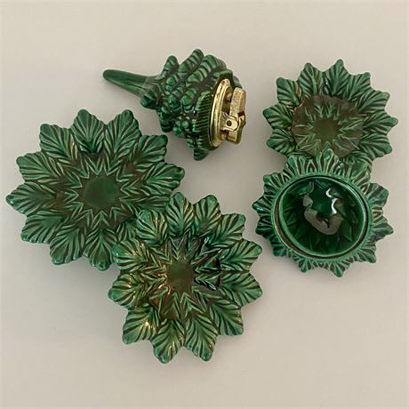 Vtg Ceramic Lighter & Stacked Ashtrays Tree