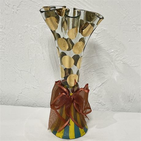 Vintage McKenzie Childs Circus Painted Glass Vase