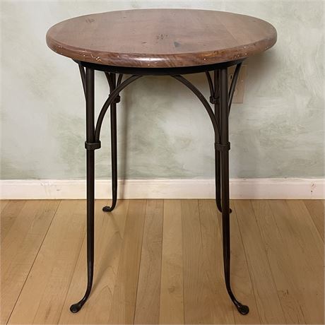18" round Iron and Wood Side Table