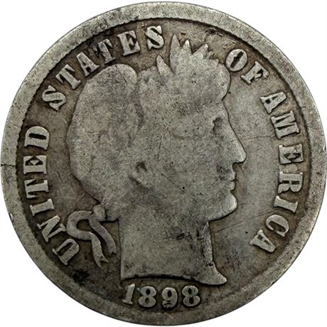 1898 Barber 90% Silver Dime