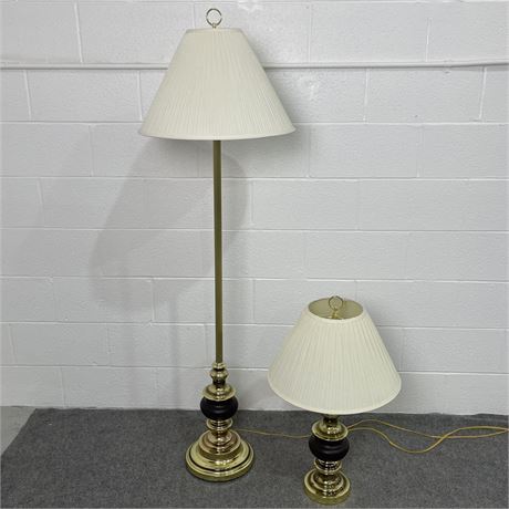 Swing Arm Floor Lamp with Matching Table Lamp