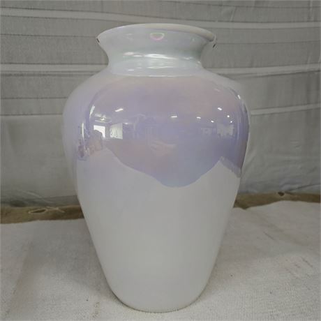 1980's American Hand Blown 13" Tall Iridescent Glass Vase