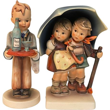 1950s Goebel Hummel "Little Waiter" & "Stormy Weather" Stylized Bee Figurines