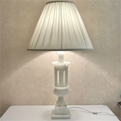 Heavy White Alabaster Table Lamp