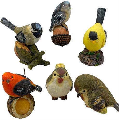 (6) Resin Bird Figurines