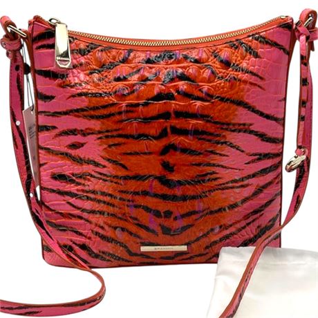 NWT Brahmin Katie Pink Feline Ombre Melbourne Leather Crossbody Bag