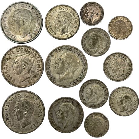 UK 50% Silver British Coin Lot (11) Coins