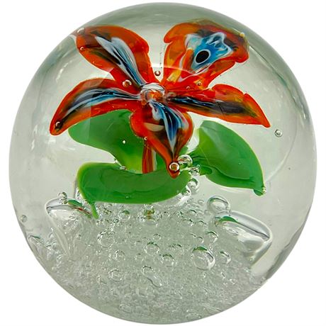 Vtg Murano Ferro & Lazzarini Italian Art Glass Paperweight