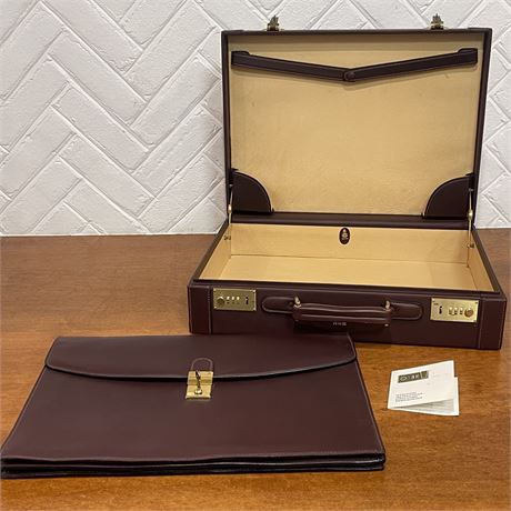 CROSS Brand, Leather Combination Lock Hardshell Attaché Briefcase w/ File Case