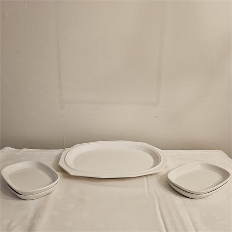 Pfaltzgraff Platter & (4) Oblong Dishes