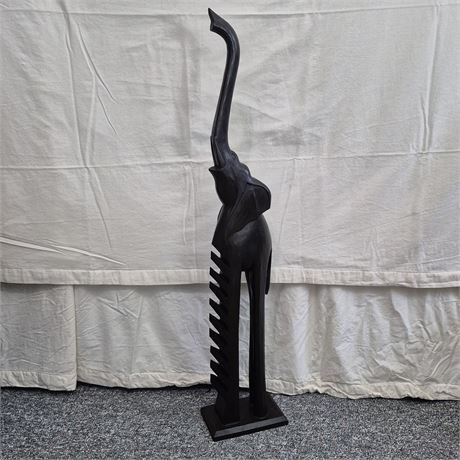 Vtg Hand-Carved Wood Elephant Sculpture
