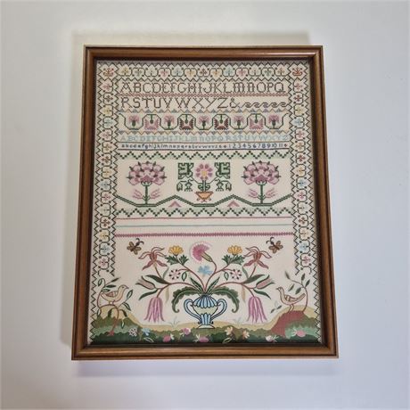 Vtg 1978 Paragon Finished Sampler Replica of 1773 Cross‑Stitch Design