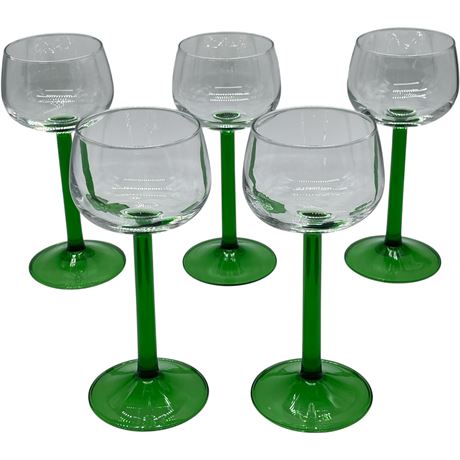 Luminarc France Long Green Stem Crystal Wine Glasses