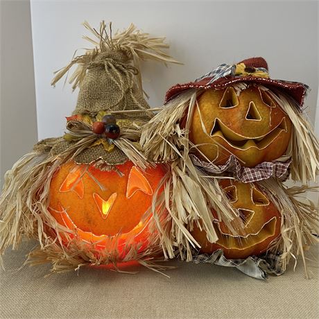 Gemmy Fiber Optic Scarecrow Pumpkin Trio Decor