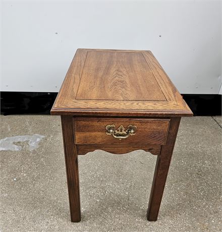 Hammary oak wood single drawer side table 1 of 2