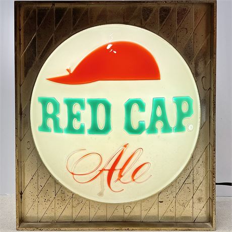 Vtg Lighted Red Cap Ale Beer Sign by Kirby-Cogeshall-Steinau Co.