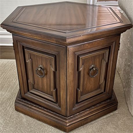 Vtg Hexagonal Storage Side Table