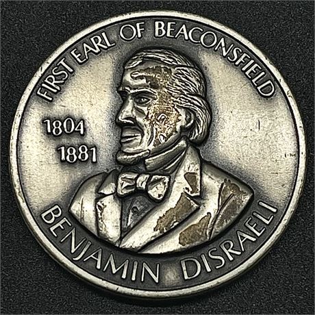 1971 First Earl of Beaconsfield Benjamin Disraeli .999 Fine Silver Coin