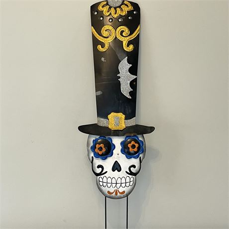 Sugar Skull with Top Hat Yark Stake