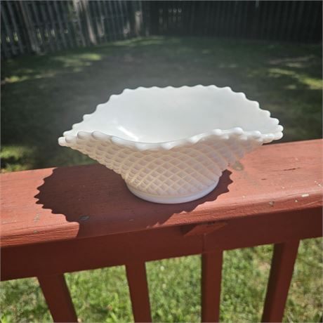 Westmoreland Milk Glass Diamond Cut Bowl