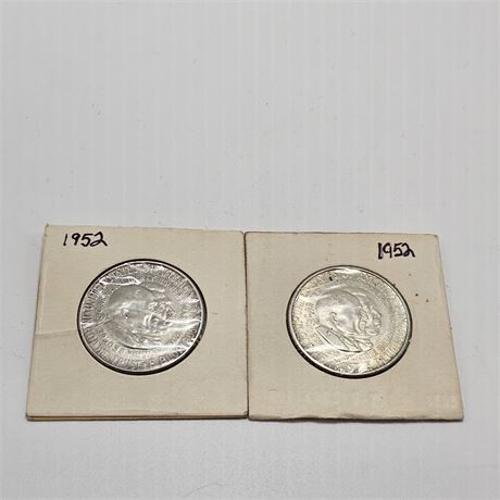 (2) 1952 Washington/Carver Silver Half Dollars