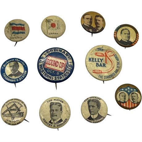 Vtg Collectable Pins - Political & Others