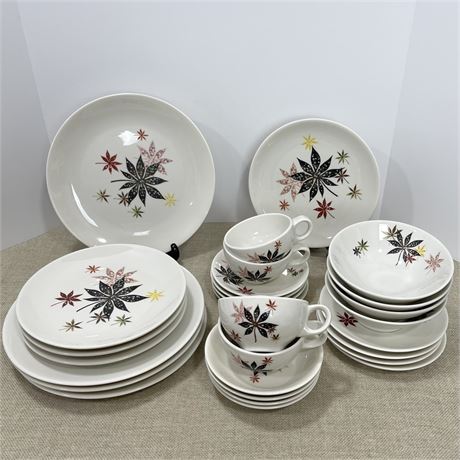 Service for 4 Mid-Century Peter Tennis Shenango "Calico Leaves" 7 Pc Serving Set
