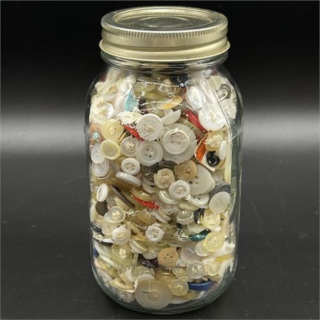 Vintage Mom's Mason Jar Filled with Buttons