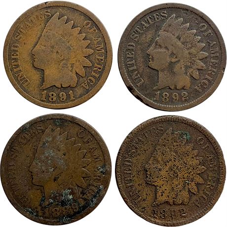 1889-1892 Indian Head One Cent Coins