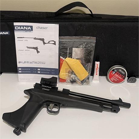 Diana Chaser .22 Cal Air Pistol w/ Red Dot Sight, Magazine, Pellets, Case & More