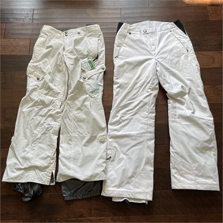 Two Pairs of White Snow Pants - Burton Medium and Spyder Women's 16