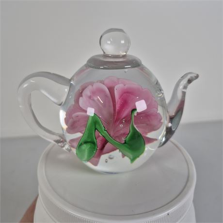 Glass Teapot Paperweight